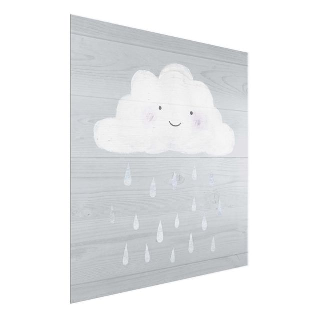 Quadri moderni grigi Nuvola con gocce di pioggia d'argento