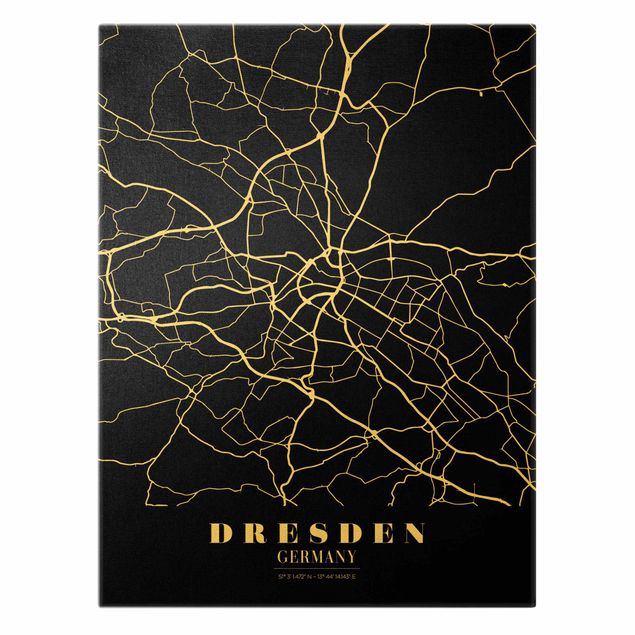 Stampe su tela Mappa della città di Dresda - Nero classico