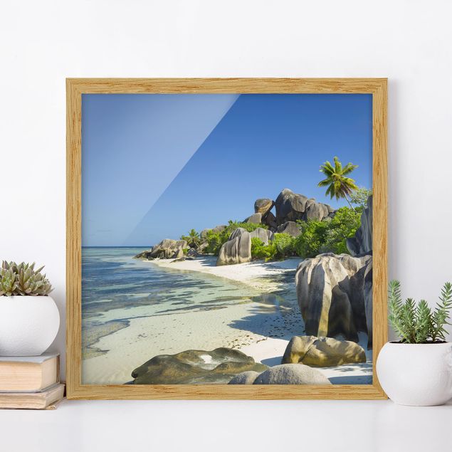 Quadri con cornice con spiaggia Spiaggia da sogno Seychelles