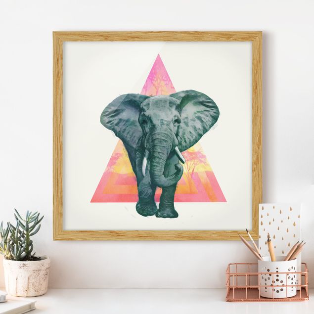 Quadri con elefanti Illustrazione - Elefante fronte triangolo pittura