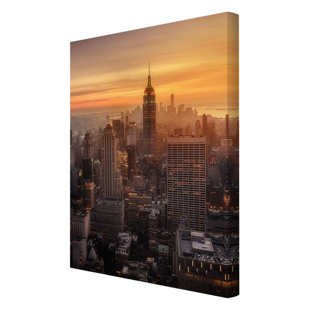 Quadri su tela con architettura e skylines Skyline di Manhattan di sera