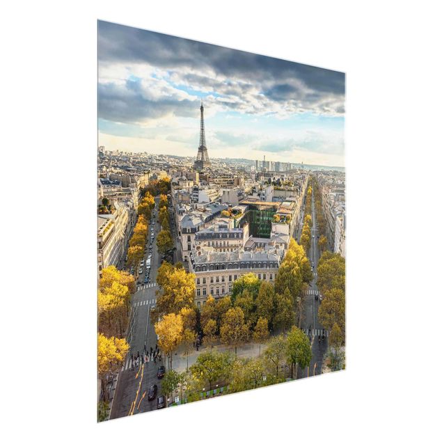 Quadri in vetro con architettura e skylines Bella giornata a Parigi