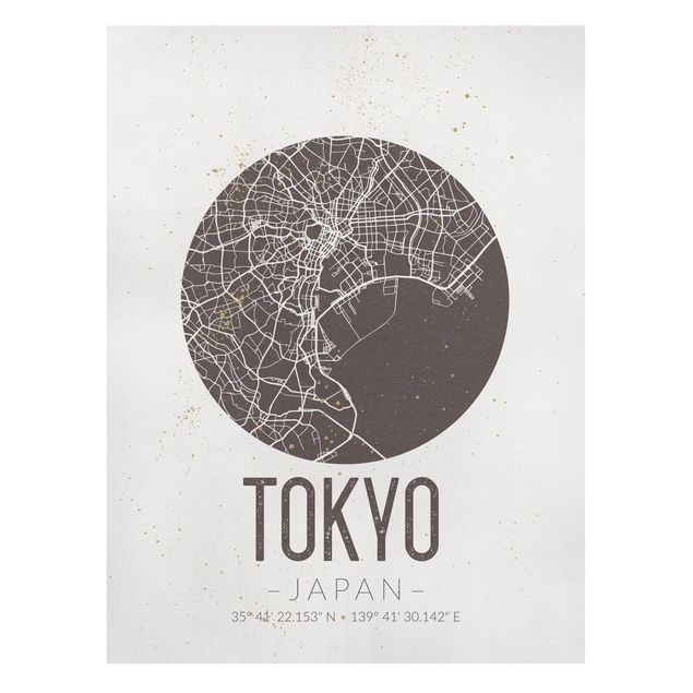 Quadri mappamondo Mappa di Tokyo - Retrò