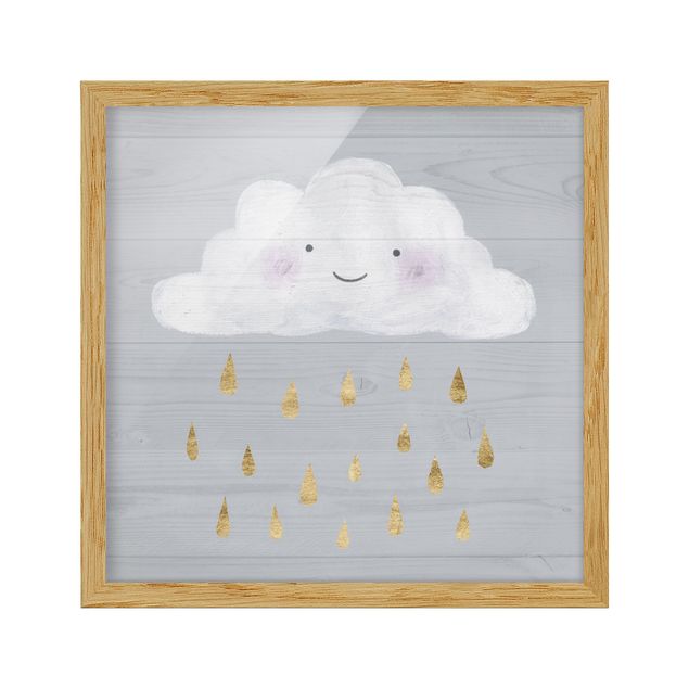 Quadri grigi Nuvola con gocce di pioggia d'oro