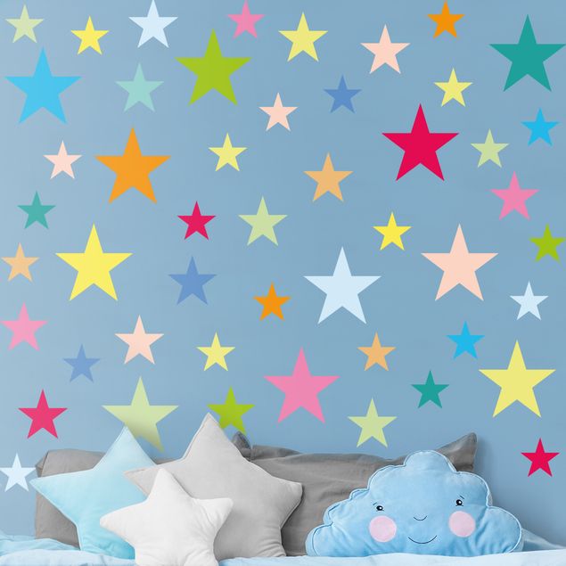 Stickers murali Set di 92 stelle colorate