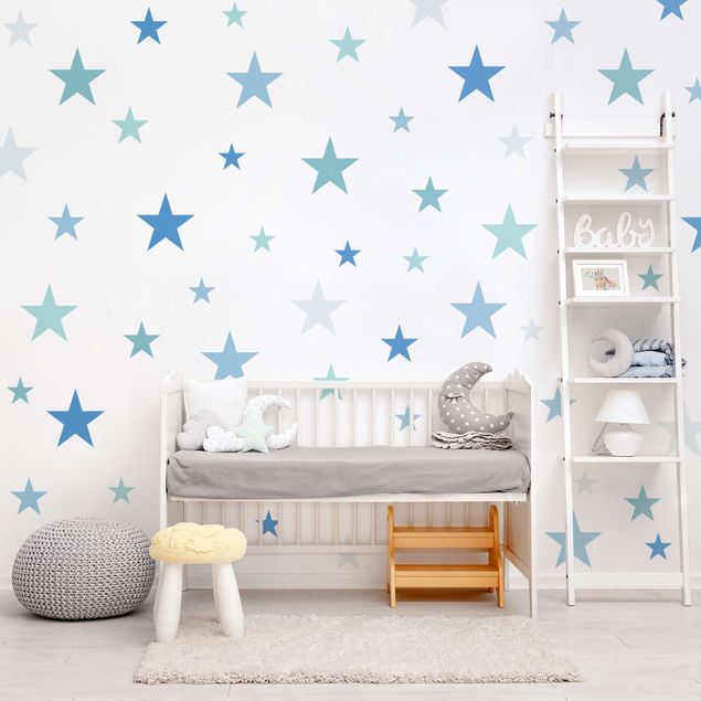 Adesivi murali Set di 92 stelle in blu grigio petrolio