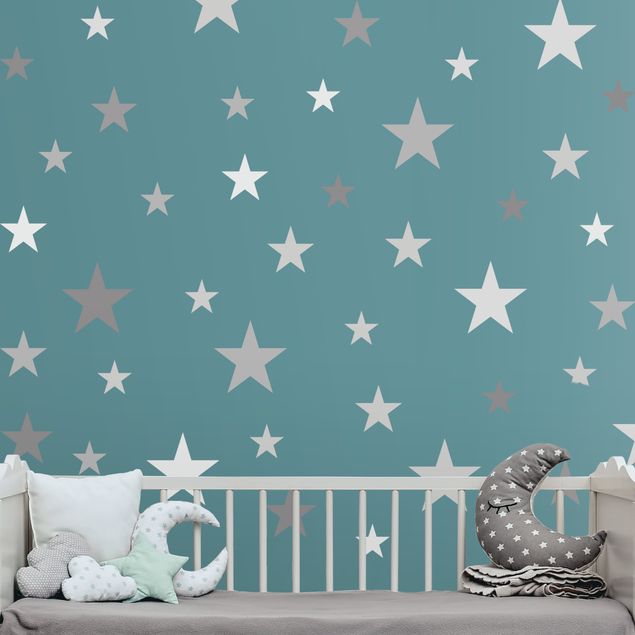 Adesivi murali spazio Set di 92 stelle in grigio