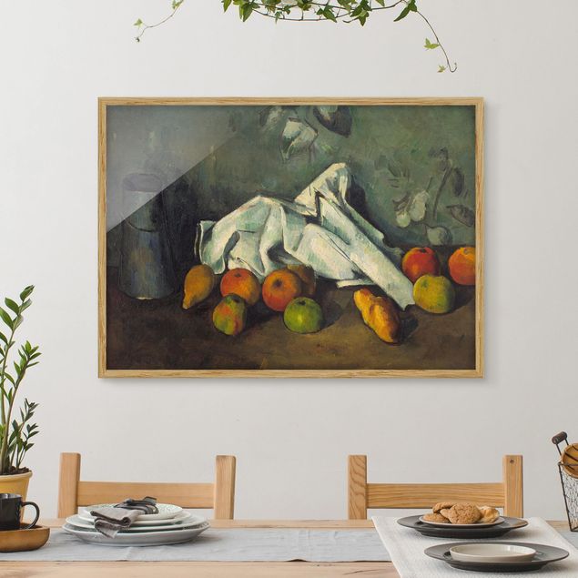 Post impressionismo quadri Paul Cézanne - Natura morta con barattolo di latte e mele