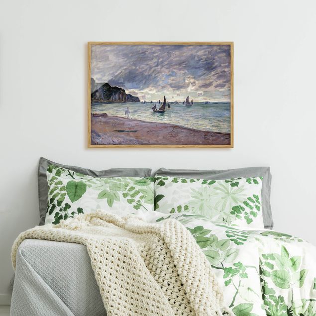 Stampe quadri famosi Claude Monet - Barche da pesca davanti alla spiaggia e alle scogliere di Pourville