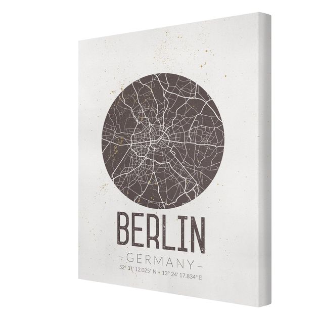 Quadri su tela Mappa della città di Berlino - Retrò