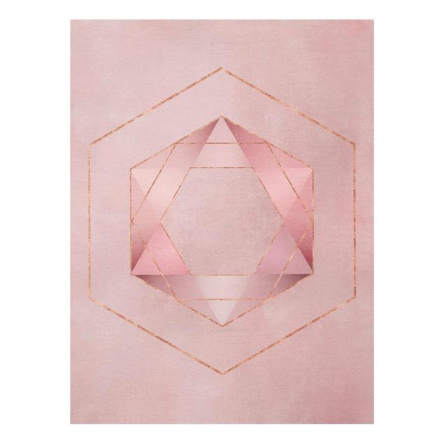 Quadri Andrea Haase Geometria in rosa e oro I