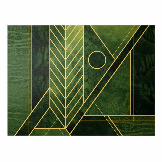 Stampe su tela Geometria dorata - Smeraldo