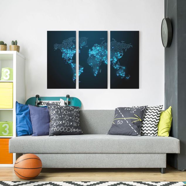Quadro planisfero Mondo connesso - Mappa del mondo