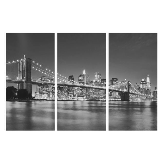 Quadri bianco e nero Ponte di Manhattan di notte II