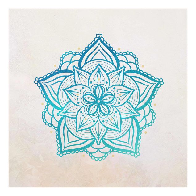 Quadro blu Mandala - Illustrazione Oro Blu