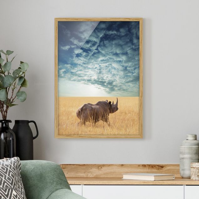 Quadri paesaggistici Rinoceronte nella savana