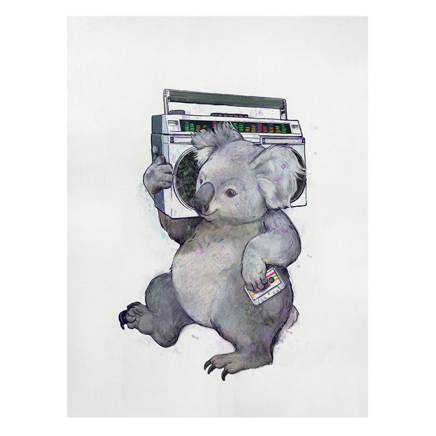 Quadri montagne Illustrazione - Koala con radio pittura