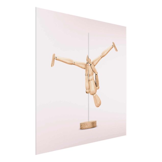 Quadri vintage Pole Dance con figura in legno