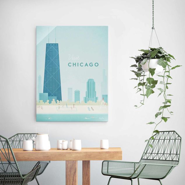Quadri in vetro riproduzioni Poster di viaggio - Chicago