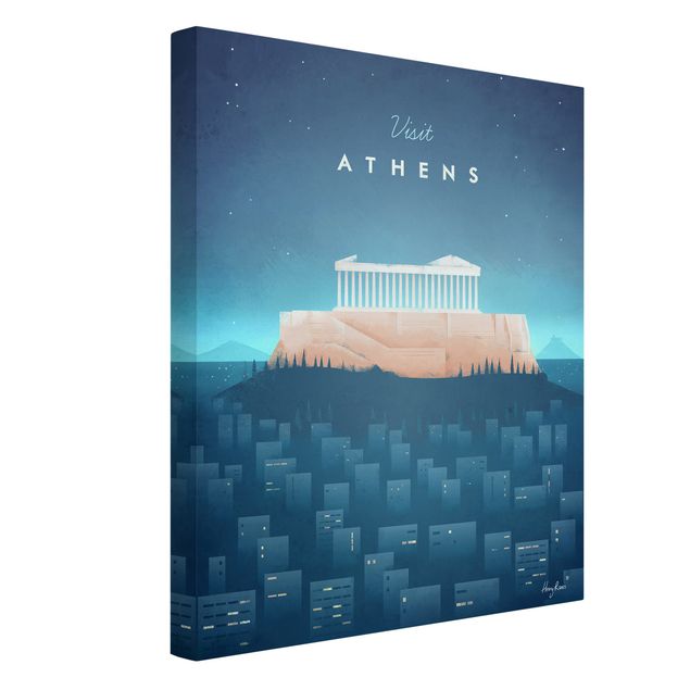Quadro blu Poster di viaggio - Atene