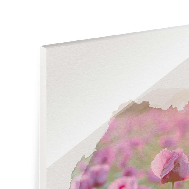 Quadri Rainer Mirau Acquerelli - Prato di fiori di papavero viola in primavera