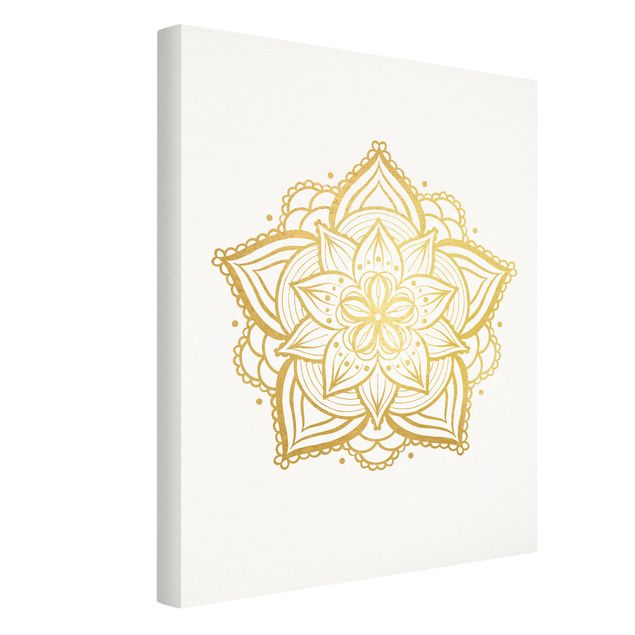 Quadri Mandala Floreale - Illustrazione Oro Bianco