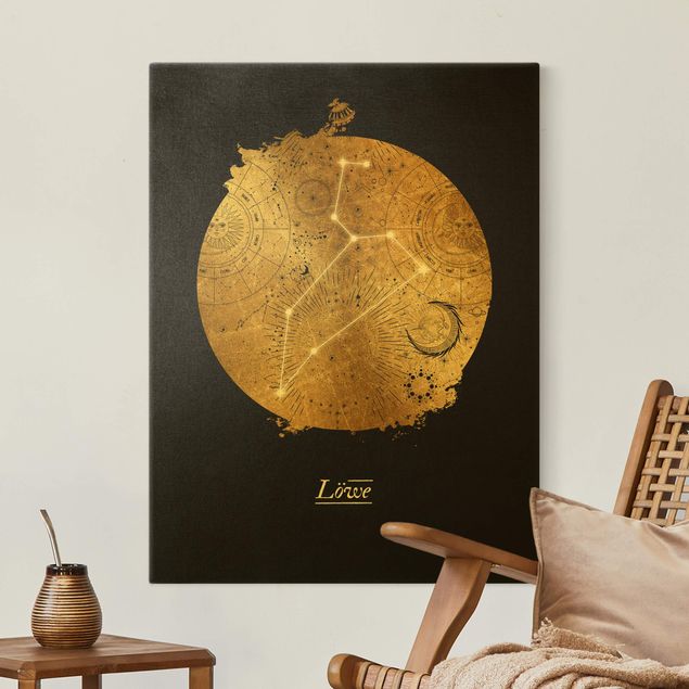 Leone quadro Segno zodiacale Leone Oro grigio