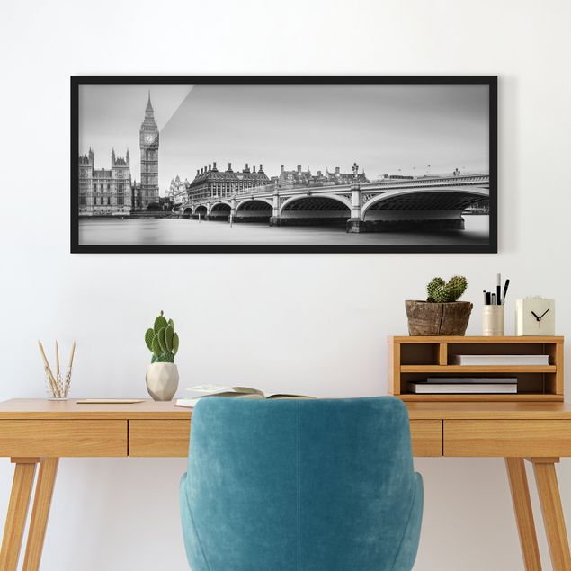 Quadri con cornice con architettura e skylines Il ponte di Westminster e il Big Ben