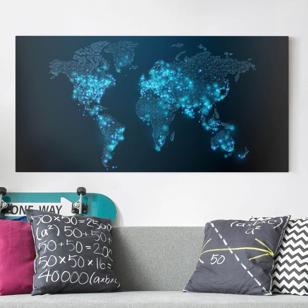 Quadro moderno Mondo connesso - Mappa del mondo