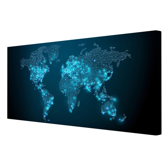 Stampa su tela Mondo connesso - Mappa del mondo