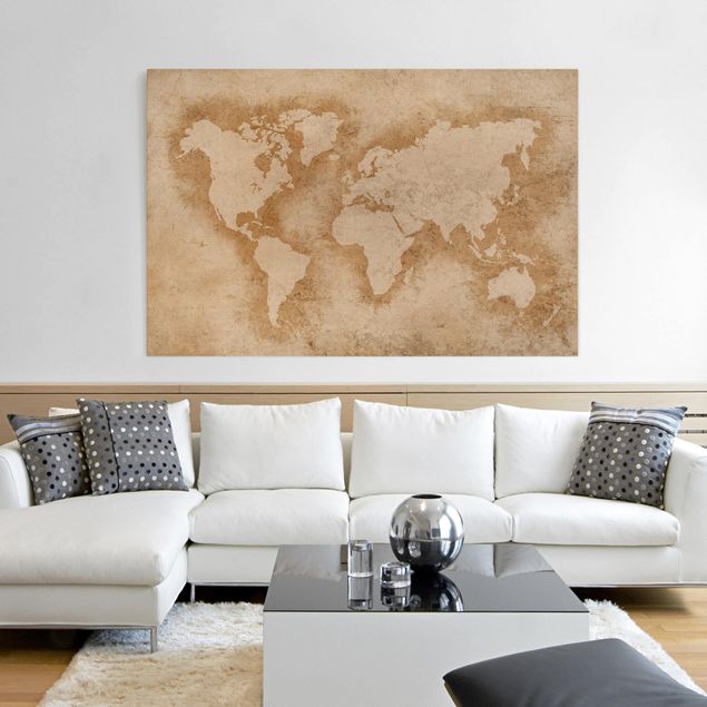 Quadri vintage Mappa del mondo antico