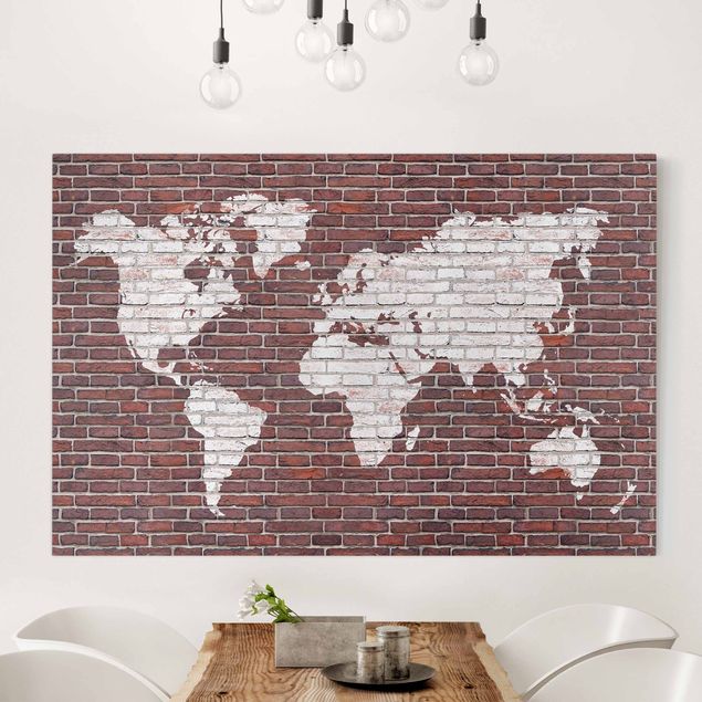 Quadro moderno Mappa del mondo in mattoni
