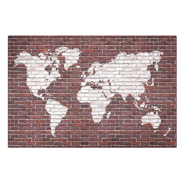 Stampa su tela Mappa del mondo in mattoni
