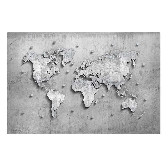 Quadri su tela Mappa del mondo in cemento