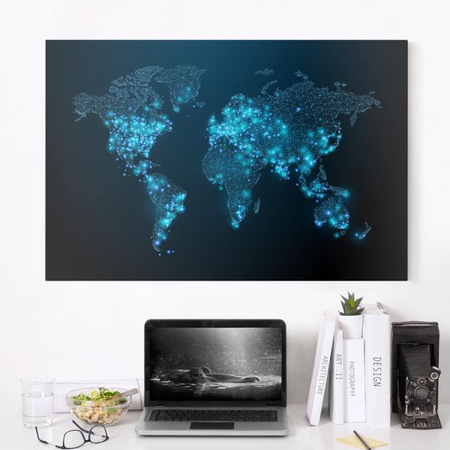 Quadri moderni per arredamento Mondo connesso - Mappa del mondo