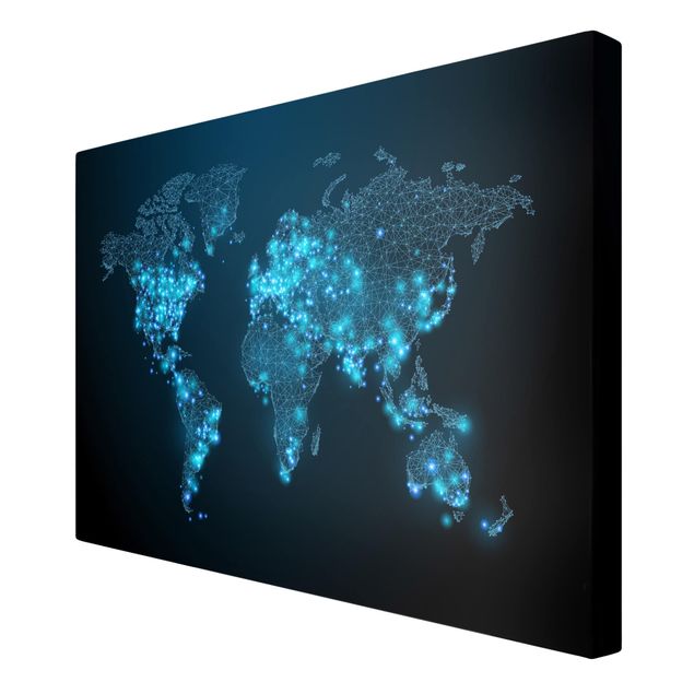 Quadri su tela Mondo connesso - Mappa del mondo