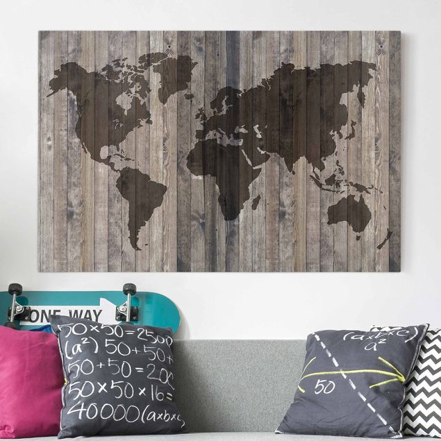 Quadro mappamondo Mappa del mondo in legno