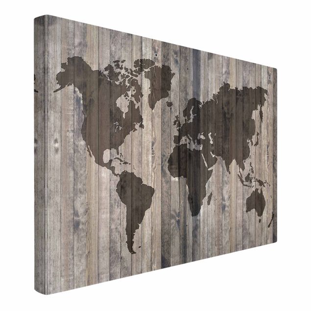 Quadri Mappa del mondo in legno
