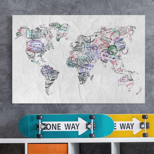 Quadri mappamondo Timbro per passaporto mappa del mondo