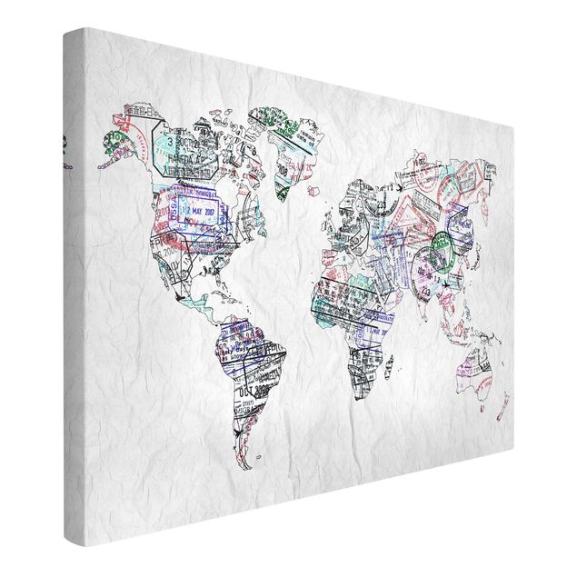 Stampe Timbro per passaporto mappa del mondo