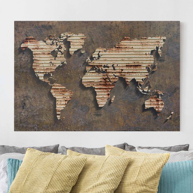 Quadro mappamondo Mappa del mondo di ruggine