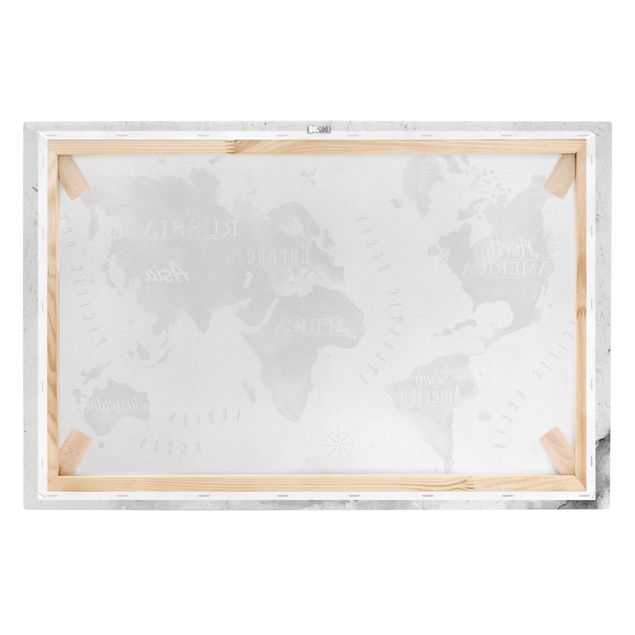 Stampa su tela - World Map watercolor black - Orizzontale 3:2