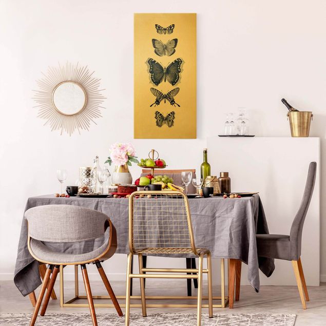 Quadro moderno Farfalle d'inchiostro su sfondo beige