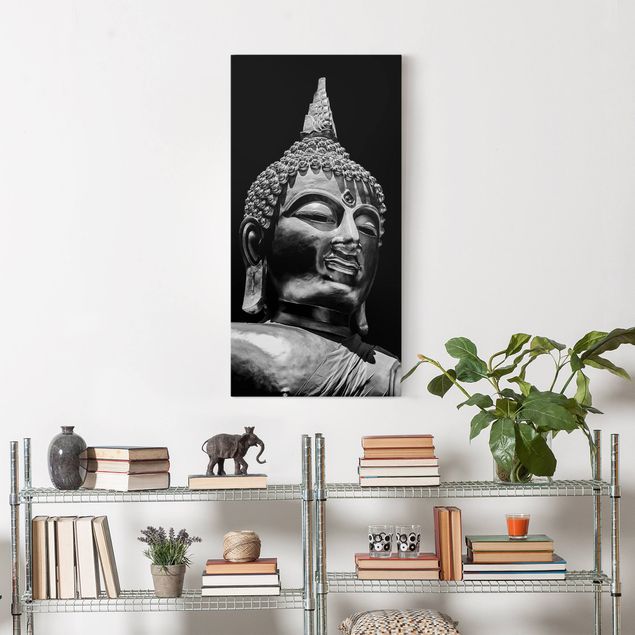Tele bianco e nero Volto di statua di Buddha