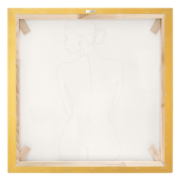 Stampe su tela Line Art - Nudo di schiena Bianco e Nero