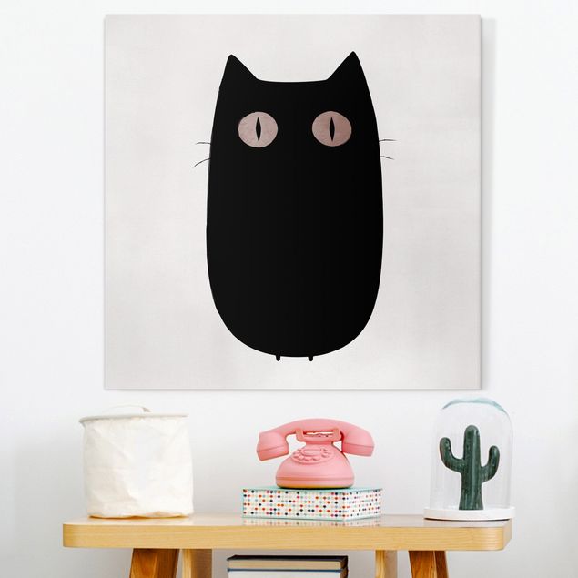 Quadri su tela con gatti Illustrazione di un gatto nero