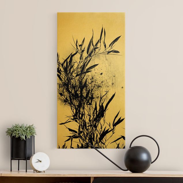Quadri su tela con bambù Mondo vegetale grafico - Bambù nero