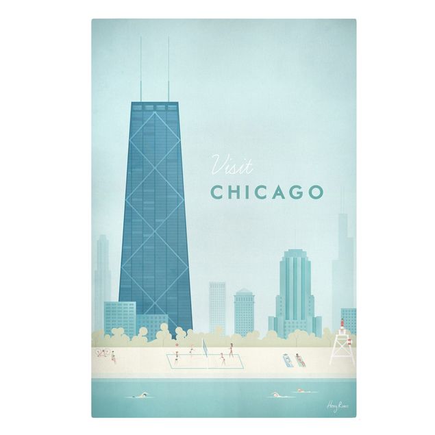 Quadro moderno blu Poster di viaggio - Chicago