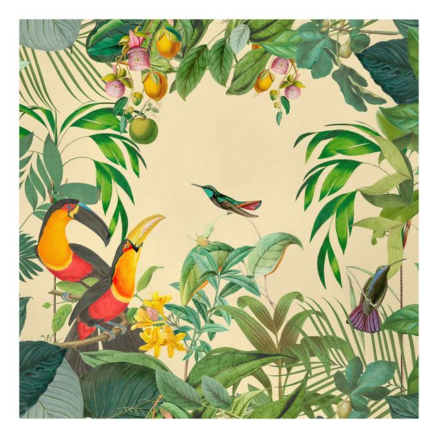 Quadri vintage Collage vintage - Uccelli nella giungla