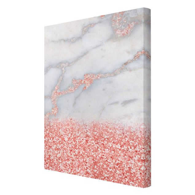 Quadri Effetto marmo con coriandoli rosa chiaro